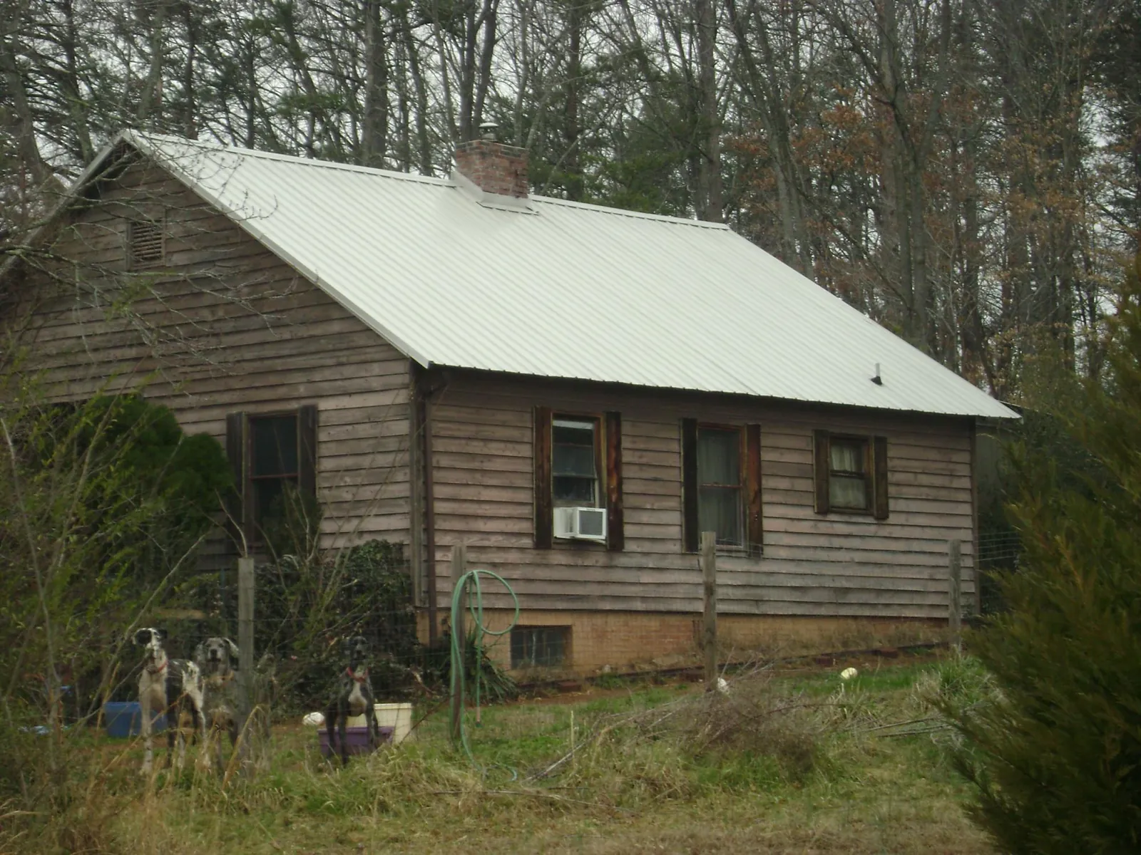 White metal roof on an old wood sided farmhouse, from a Metal Roof Installation job in Gilcrest